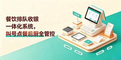 餐饮收银一体化系统主界面,排队叫号、桌位点餐、收银结账、后厨厨显、扫码点餐、营业报表全在一个软件里,单机运行断网照常。